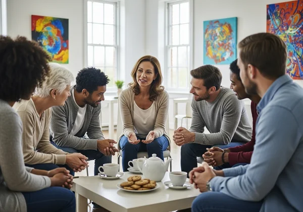 Comunidad diversa en discusión de apoyo